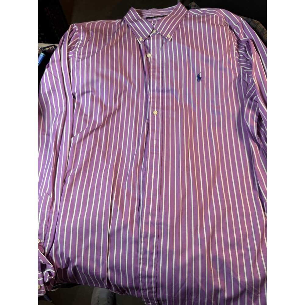 Ralph Lauren Classic Fit Easy Care Cotton Striped Dress Shirt 17 34/35 XL